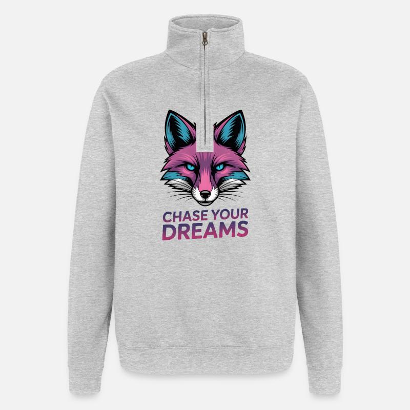 Fuchs-Jagd-Träume - Quarter-Zip-Sweatshirt - Grau meliert