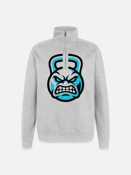 Kettlebell Devil Graphic - Quarter-Zip Sweatshirt - heather grey
