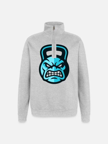 Workout Kettlebell Logo - Quarter-Zip Sweatshirt - heather grey