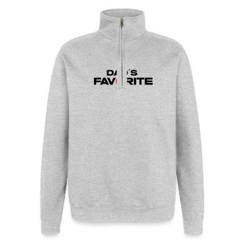 Daddys_Favorite - Quarter-Zip-Sweatshirt - Grau meliert - Vorne - AI Model Female 172 light (172cm) & AI Model Male 178 dark (178cm)