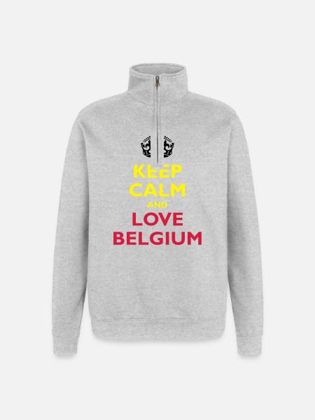 Keep Calm & Love Belgium - Quarter-Zip Sweatshirt - heather grey