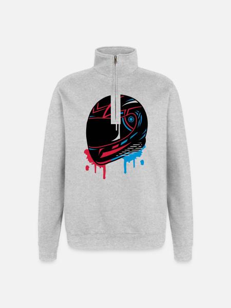 Motorcycle helmet Graffiti - Quarter-Zip Sweatshirt - heather grey