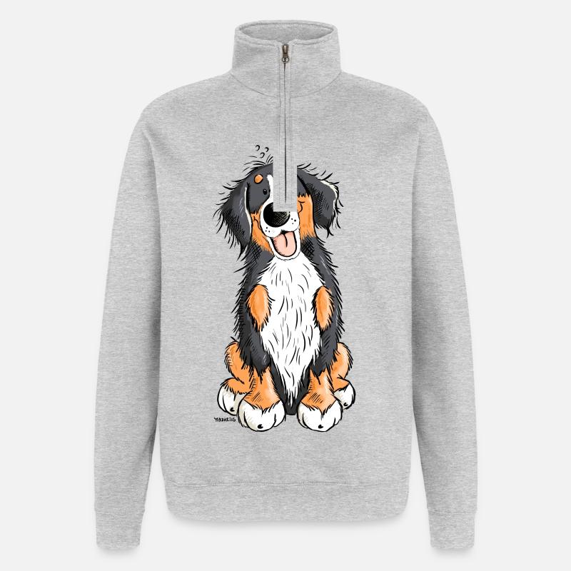 Berner Sennenhund mach Platz - Quarter-Zip-Sweatshirt - Grau meliert
