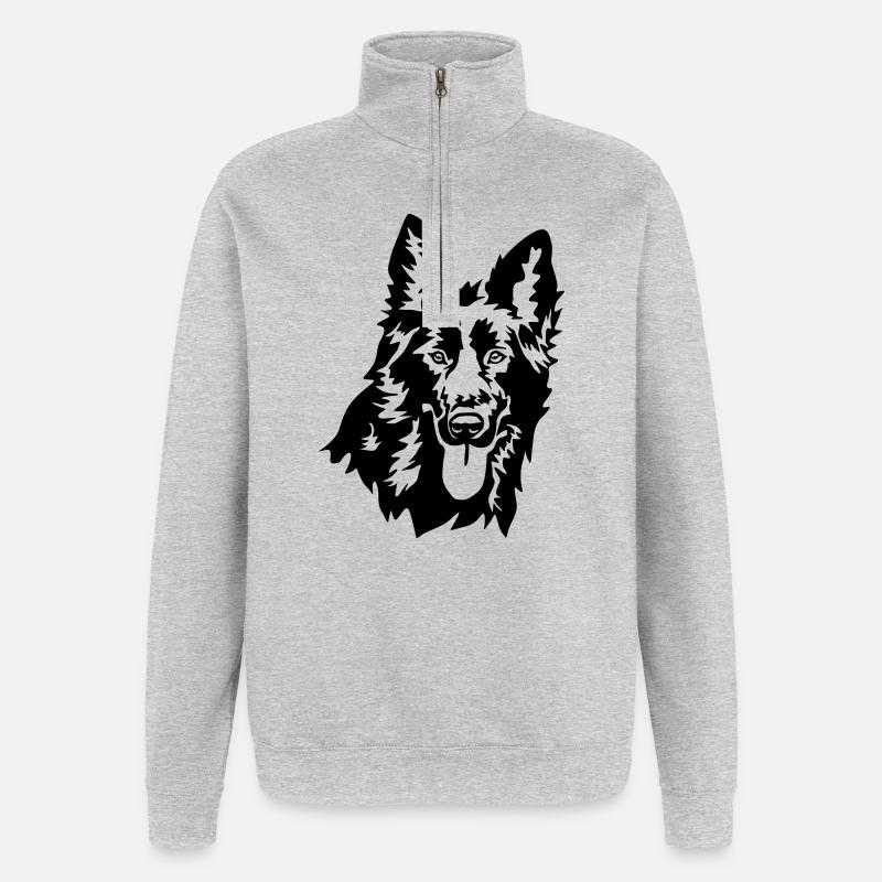 German shepherd head - Quarter-Zip Sweatshirt - heather grey