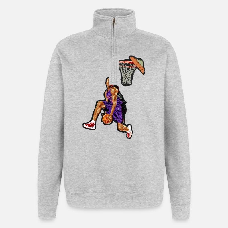 VINSANITY Dunk Contest 2000 Streetwear - Sweat à zip 1/4 - gris chiné