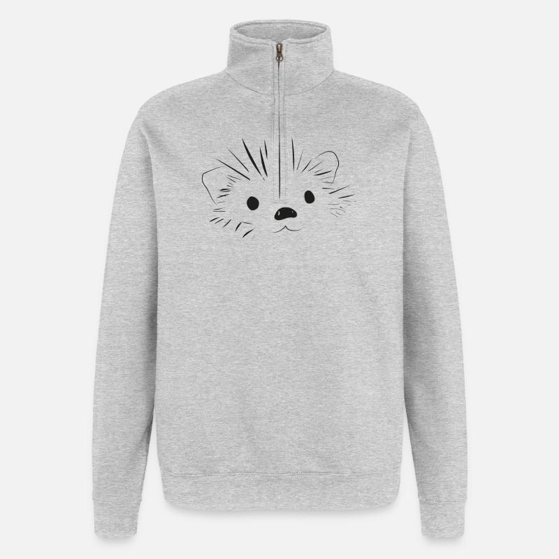 🦔 Mignon hérisson amour doux - Sweat à zip 1/4 - gris chiné