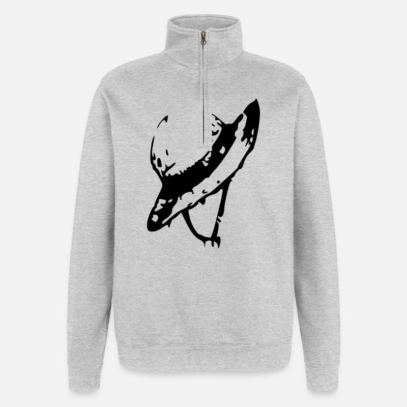 strohhut schema - Quarter-Zip-Sweatshirt - Grau meliert