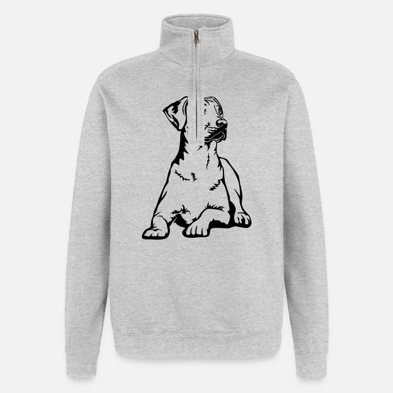 Rhodesian Ridgeback - Sweat à zip 1/4 - gris chiné