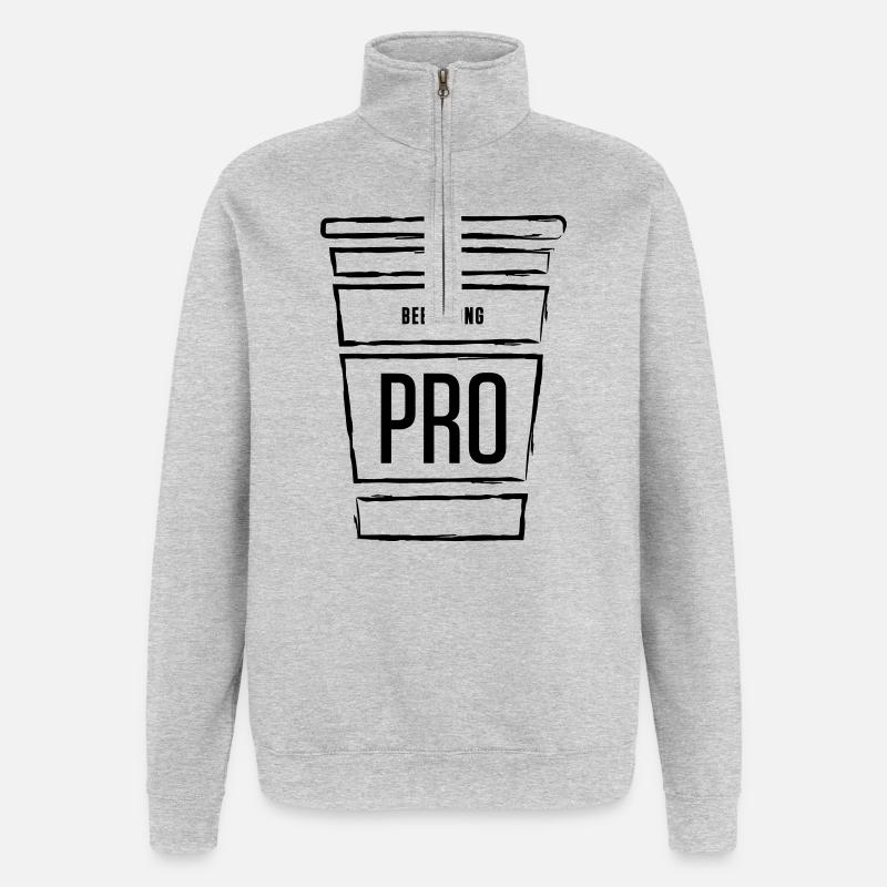 Beer Pong Pro Cup - Quarter-Zip-Sweatshirt - Grau meliert