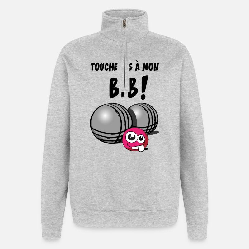 touche pas a mon bib - Sweat à zip 1/4 - gris chiné