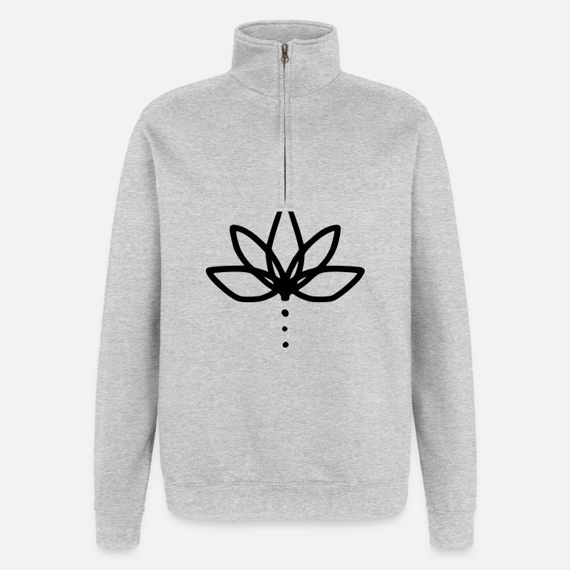 Fleur de cactus - Sweat à zip 1/4 - gris chiné