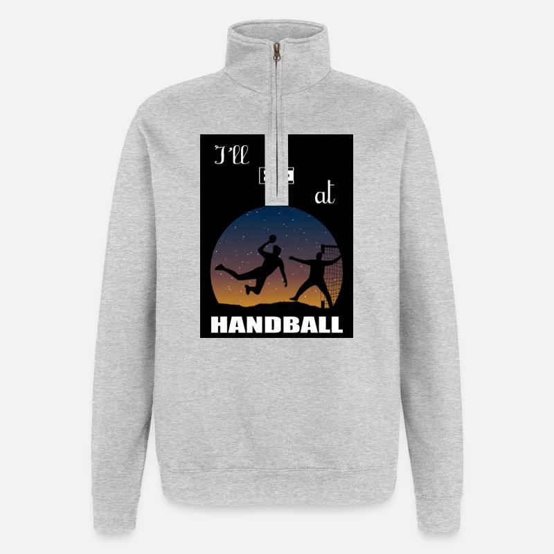 Ich werde bei Handball sein - Quarter-Zip-Sweatshirt - Grau meliert
