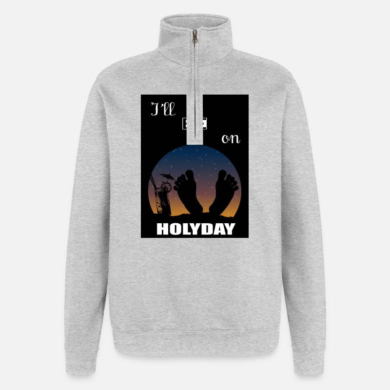 Ich werde im Urlaub sein - Quarter-Zip-Sweatshirt - Grau meliert