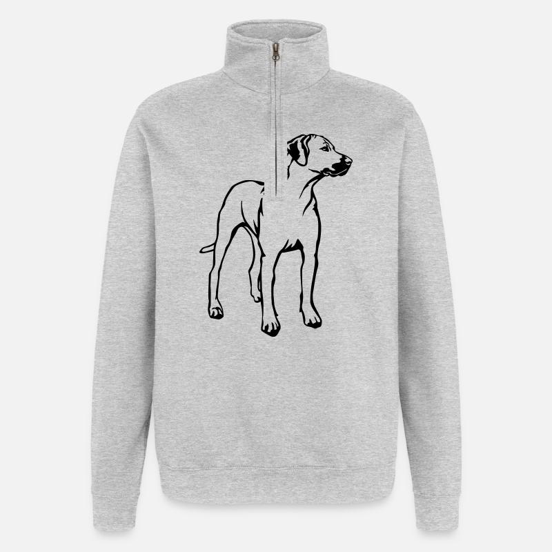 Rhodesian Ridgeback - Sweat à zip 1/4 - gris chiné