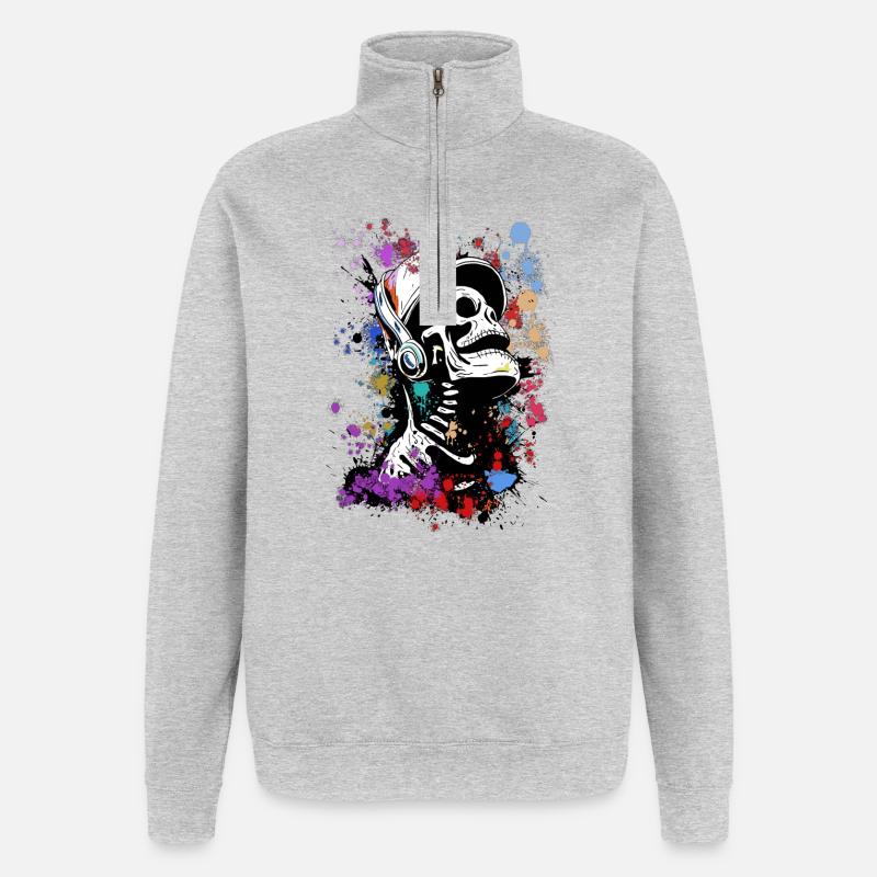 musik till death remake - Quarter-Zip-Sweatshirt - Grau meliert