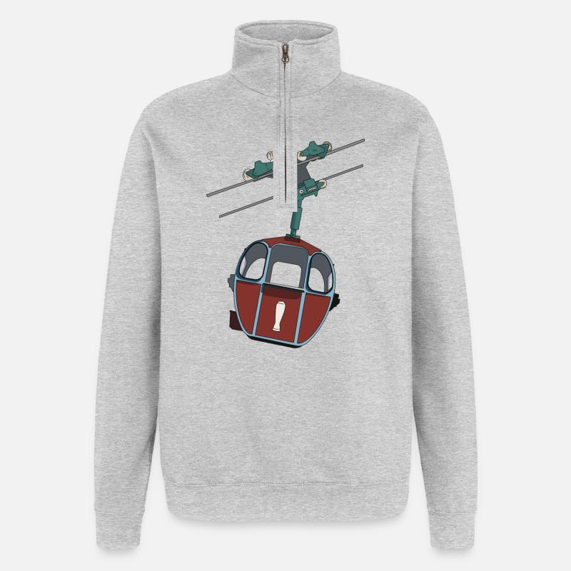 Seilbahn Gondel - Rot Weißbier - Quarter-Zip-Sweatshirt - Grau meliert