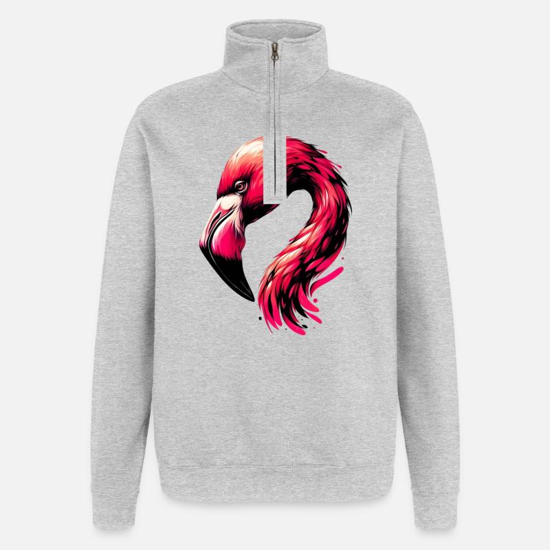 Flamant - Sweat à zip 1/4 - gris chiné