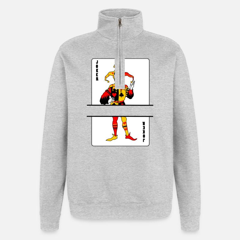 Bannière Joker de cartes à jouer - Sweat à zip 1/4 - gris chiné