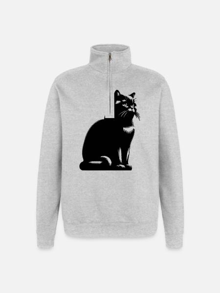 British Shorthair Cat - Quarter-Zip Sweatshirt - heather grey
