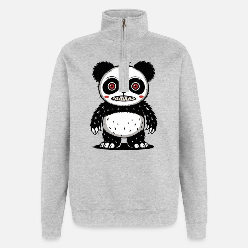 Panda bär - Quarter-Zip-Sweatshirt - Grau meliert
