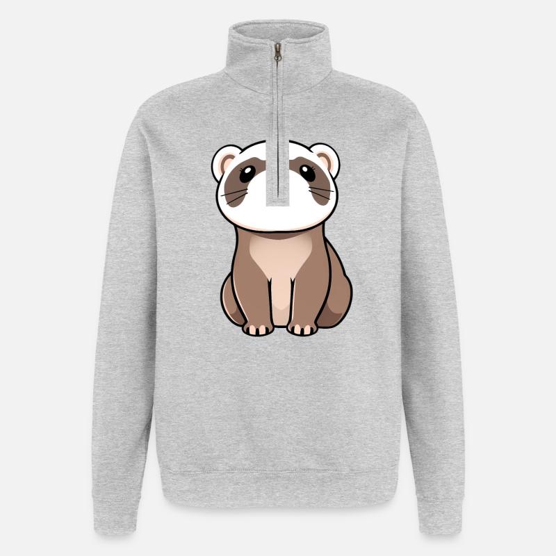 Frettchen - Quarter-Zip-Sweatshirt - Grau meliert