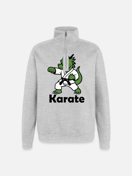 Karate Dragon - Quarter-Zip Sweatshirt - heather grey