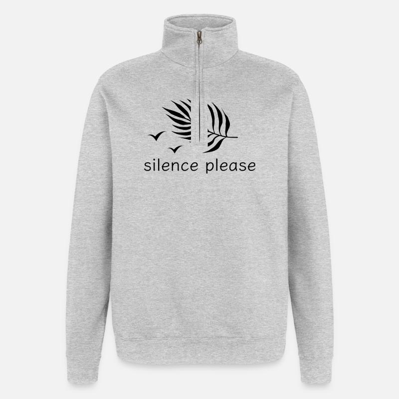 Silence please rest print design - Quarter-Zip Sweatshirt - heather grey