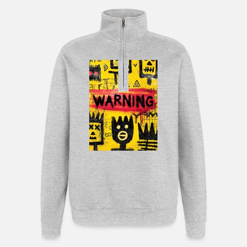 Visuelle Warnung vor urbanen Graffiti - Quarter-Zip-Sweatshirt - Grau meliert