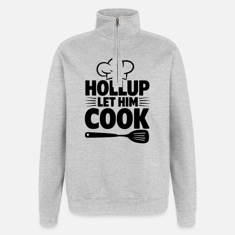 Lustiger Kochwitz, lass ihn kochen - Quarter-Zip-Sweatshirt - Grau meliert