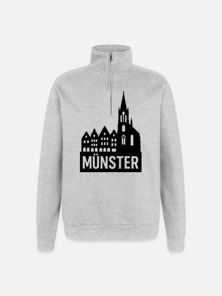 Münster Uni Stadt - Quarter-Zip-Sweatshirt - Grau meliert