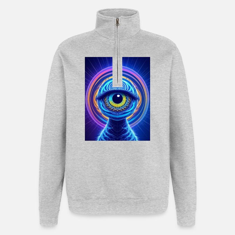 Neon Augenring Kosmischer Hyperrealismus - Quarter-Zip-Sweatshirt - Grau meliert
