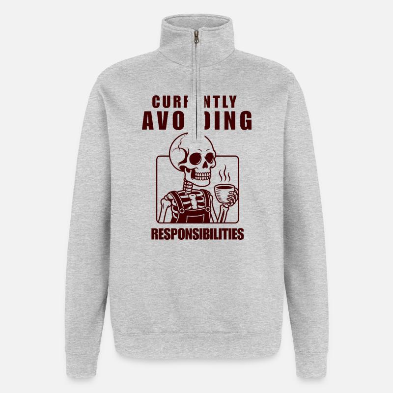 Squelette évitant les responsabilités Conception - Sweat à zip 1/4 - gris chiné