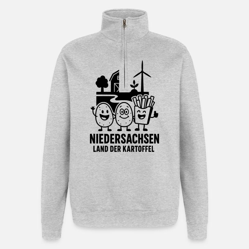 Pomme de terre Basse-Saxe - Sweat à zip 1/4 - gris chiné