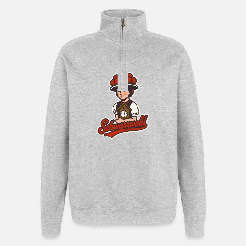 Schwarzwald Mädchen mit Bollenhut - Quarter-Zip-Sweatshirt - Grau meliert