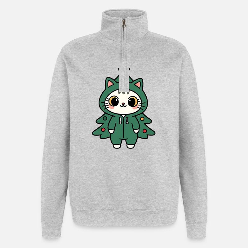 Kätzchen Tannenbaum Kostüm - Quarter-Zip-Sweatshirt - Grau meliert