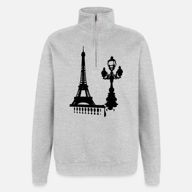Paris - Sweat à zip 1/4 - gris chiné