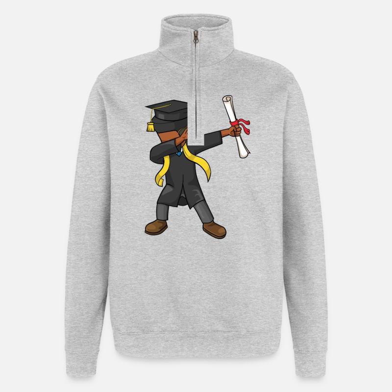 Afro Boy Dabbing Abschlussklasse 2026 - Quarter-Zip-Sweatshirt - Grau meliert