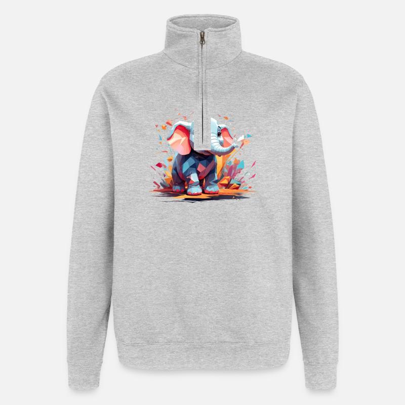 Explosion de couleur d’éléphant - Sweat à zip 1/4 - gris chiné
