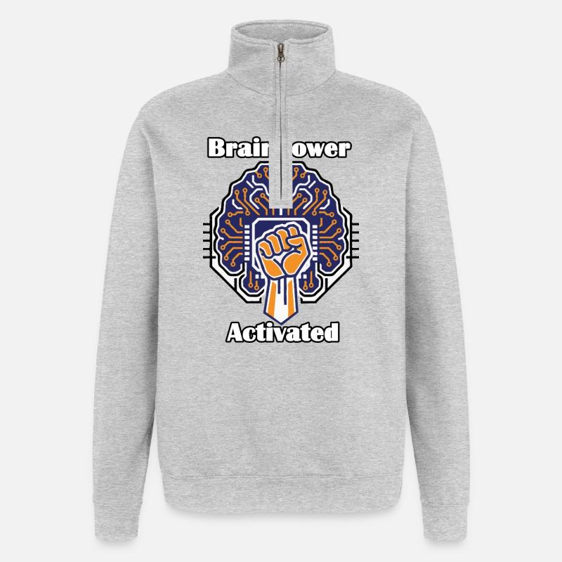 Brainpower Activated - Quarter-Zip Sweatshirt - heather grey