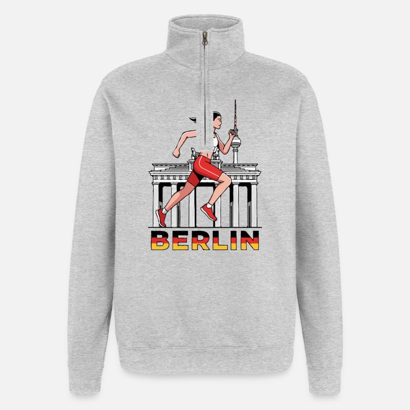 Berliner Läufer - Quarter-Zip-Sweatshirt - Grau meliert