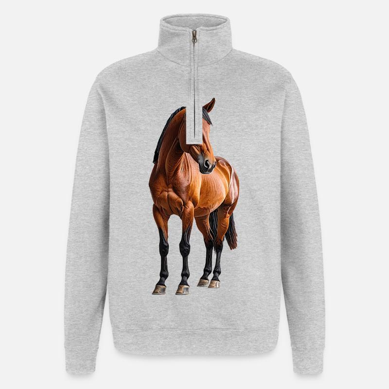 Cheval - Sweat à zip 1/4 - gris chiné