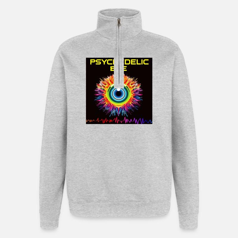 Psychedelic Eye Fire - Quarter-Zip Sweatshirt - heather grey