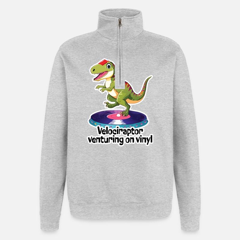 VELOCERAPTOR s’aventure sur vinyle - Sweat à zip 1/4 - gris chiné