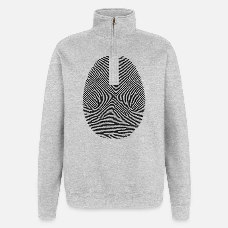Motif d’empreinte digitale de l’identité - Sweat à zip 1/4 - gris chiné
