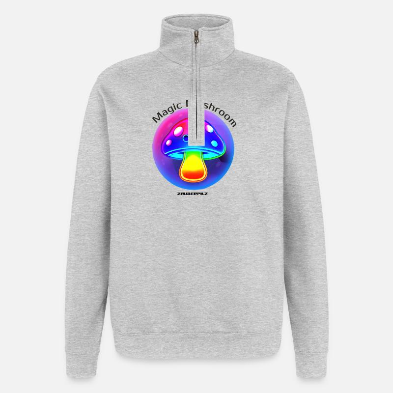 Leuchtender Regenbogenpilz Neon - Quarter-Zip-Sweatshirt - Grau meliert