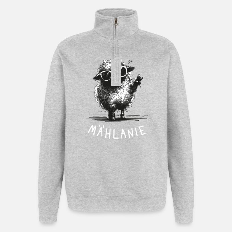 Mählanie – Funny pun with sheep Melanie - Quarter-Zip Sweatshirt - heather grey