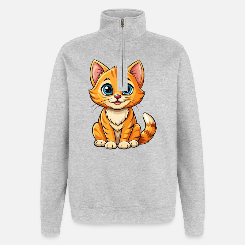 Bébé chat - Sweat à zip 1/4 - gris chiné