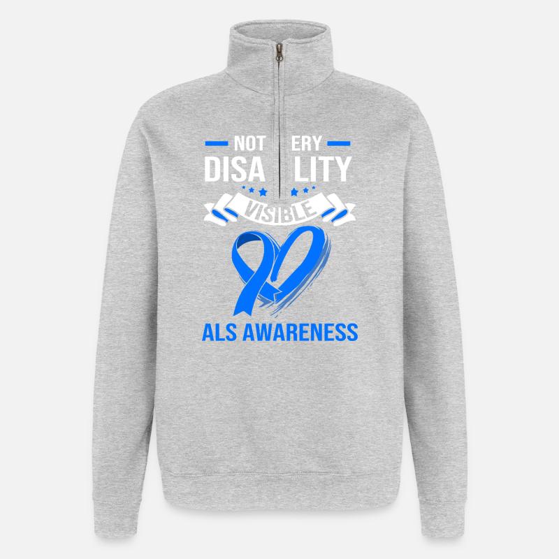 ALS Nervenkrankheit - Quarter-Zip-Sweatshirt - Grau meliert
