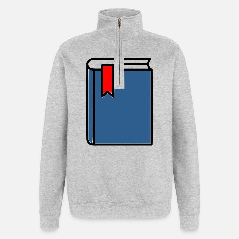 Dickes Buch Bibel Notizbuch - Quarter-Zip-Sweatshirt - Grau meliert