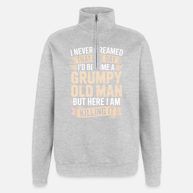 Grumpy Old Man Killing It - Sweat à zip 1/4 - gris chiné